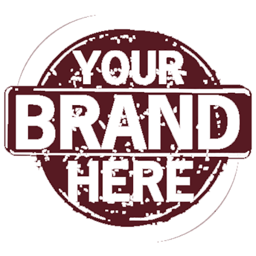your brand here logo in brown color