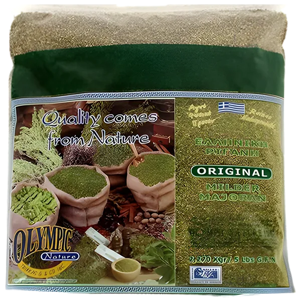 Ground marjoram Mediterranean herb in bulk packaging by Olympic Nature