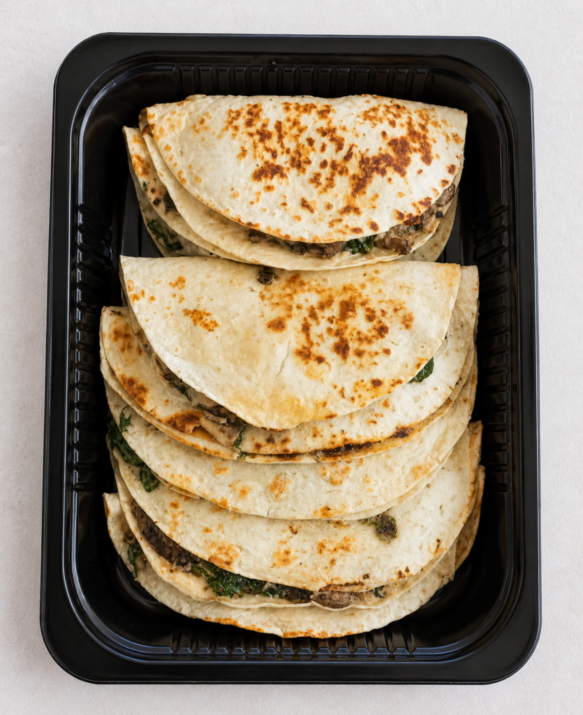 Mushroom and Spinach Quesadilla Foodservice Tray – Demeter's Pantry